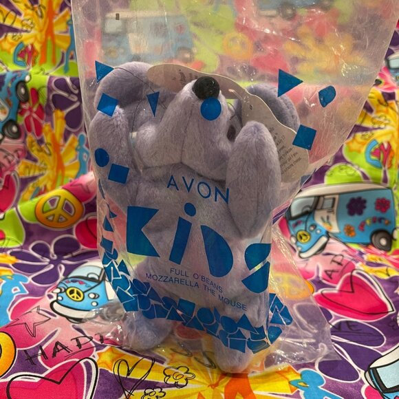 1997 Avon Full Of Beans Mozzarella the Purple Mouse Plush - Picture 2 of 3